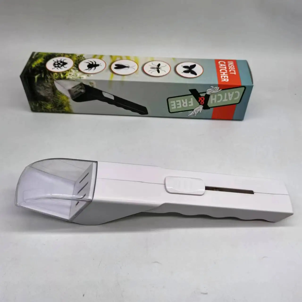 Portable Handheld Insect Catcher Transparent Push Type Insect Observer Contactless Bug Catcher Children's Insect Catching Tools Oasis Select WHITE