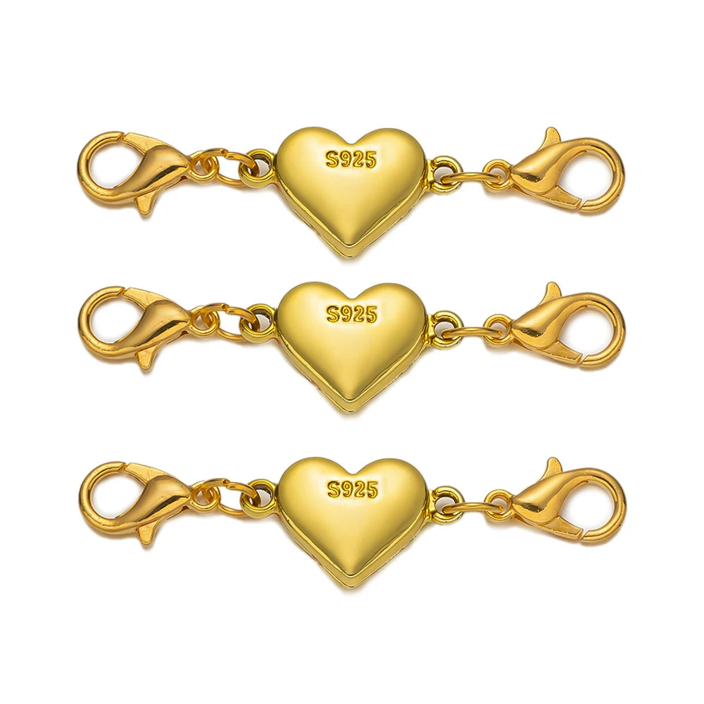 5pcs Heart Shape Locking Magnetic Jewelry Clasp Round Necklace Clasp Closures Bracelet Extender for DIY Jewelry Making Oasis Select Gold