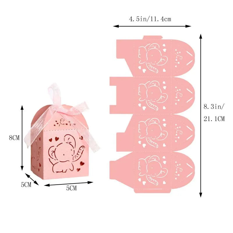 10pcs Elephant Shaped Candy Box for Baby Shower Cute Gift Boxes for Children Birthday Party Favors Box Candy Packaging Supplies Oasis Select
