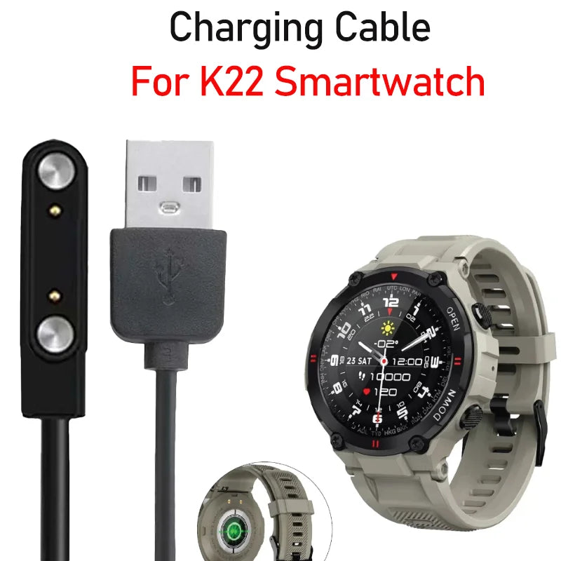 Magnetic USB Charger Cable for K22 Smartwatch – 2-Pin 60cm Smartwatch Charger Cable Oasis Select