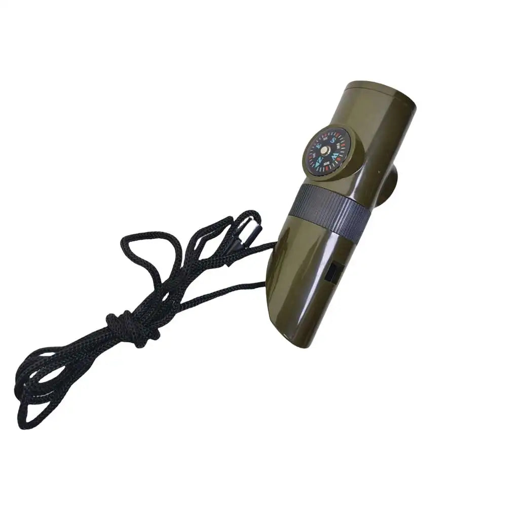 7-in-1 Survival Whistle with LED Light Compass Thermometer Essential Emergency Safety Gear For Outdoor Hiking Camping Adventures Oasis Select green
