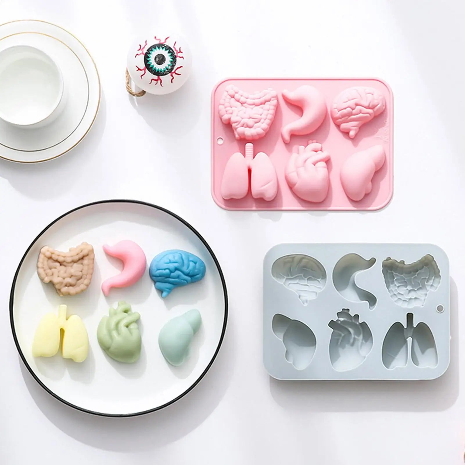Organ Silicone Molds Halloween 3D Organ Shape Chocolate Candy Pudding Ice Cubes Tray Cupcake Baking Candy Cookie Ice Mold Oasis Select