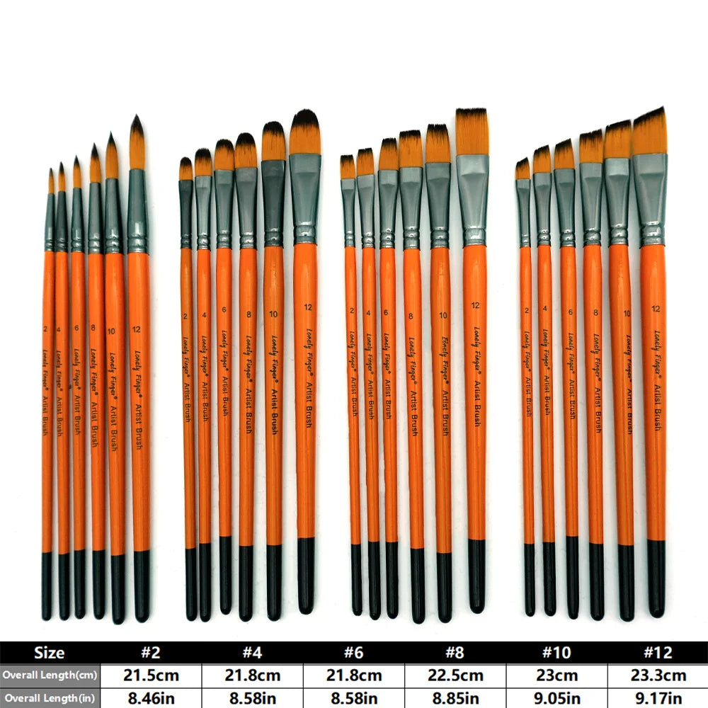 Paint Brushes Set of 6/24pcs Wooden Handles Brushes，Professional Artist Series with Filbert, Round, Angle, Flat for Watercolor, Oasis Select