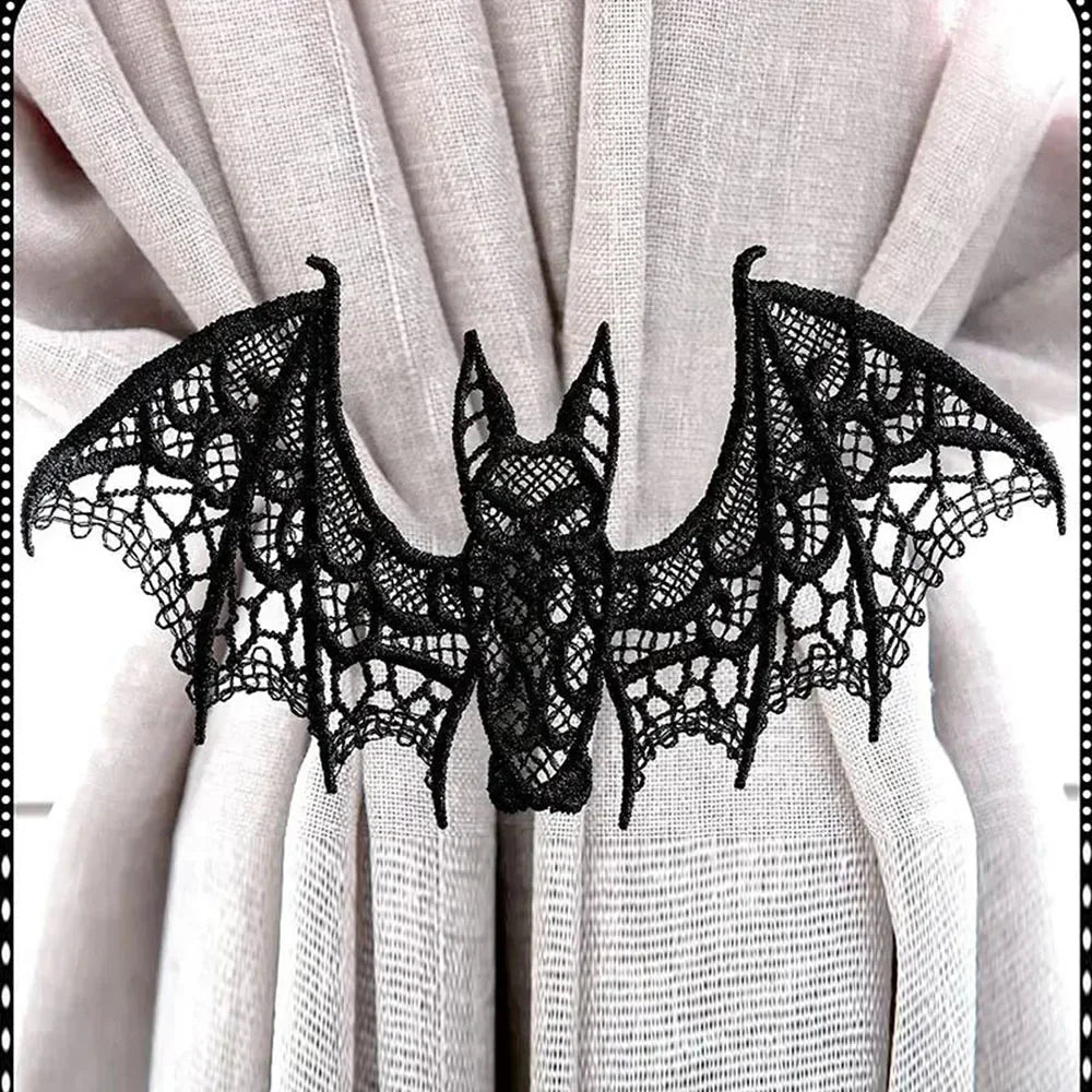 2pc Lace Halloween Bat Ghost Festival Decoration Black Halloween Decoration Accessory for Diy Clothing Oasis Select black 2pcs