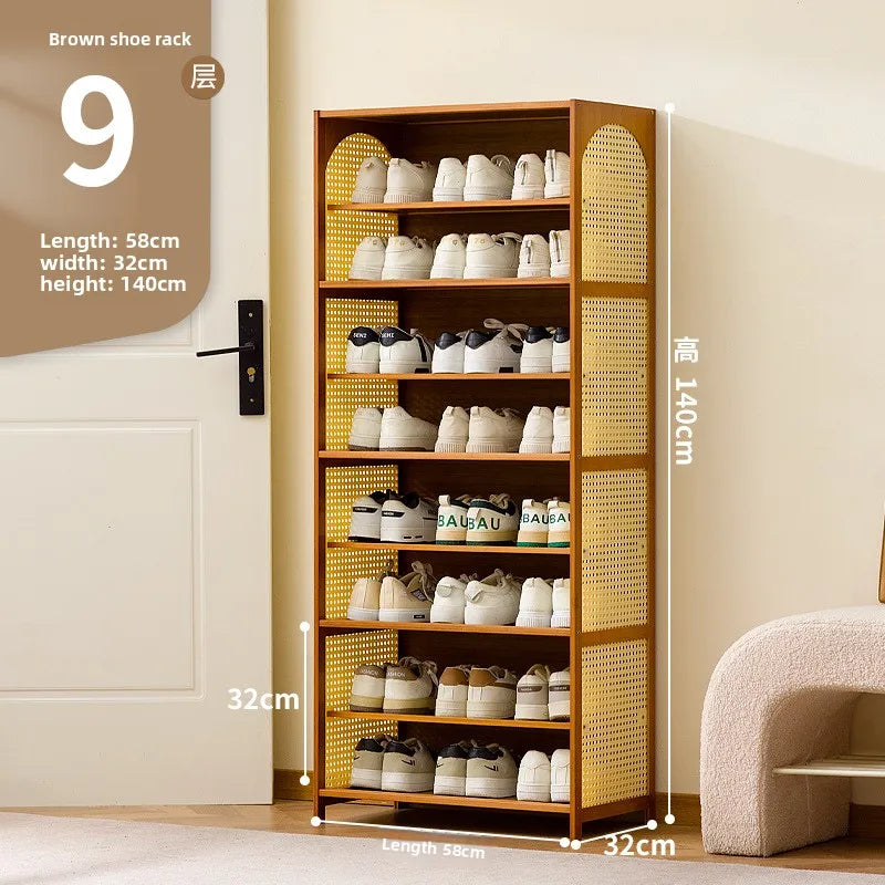 Simple shoe cabinet home door multi-layer baffle shoe rack corridor entrance economical home storage simple shoe cabinet Oasis Select Brown 9-58