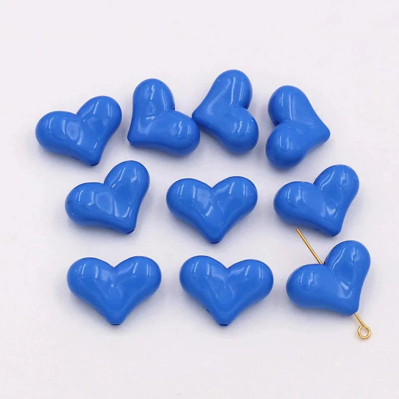 20pcs 16x22mm Acrylic Heart Shape Spacer Beads with 2mm Hole for Keychain Earrings Necklace Jewelry Pens Making Craft DIY Oasis Select Sapphire blue