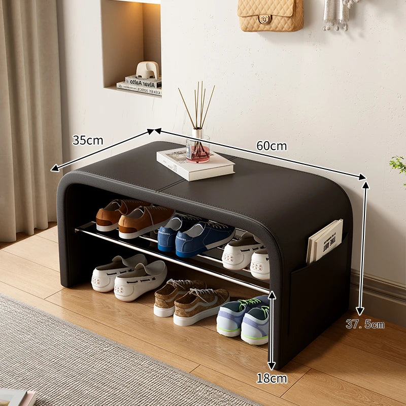 Light luxury shoe changing stool for home use, shoe wearing stool, shoe cabinet, integrated bed end stool Oasis Select Black 60