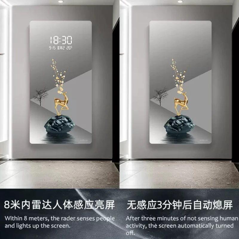 Modern Light Luxury Porch Digital Electronic Wall Clock Living Room Corridor Decoration Hanging Wall LED Plug-in Clock Painting Oasis Select