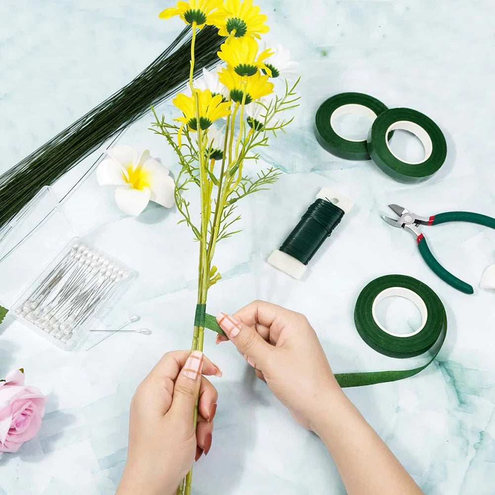 Dark Green Floral Stem Wrap Tape – 3-Roll Bouquet Pack