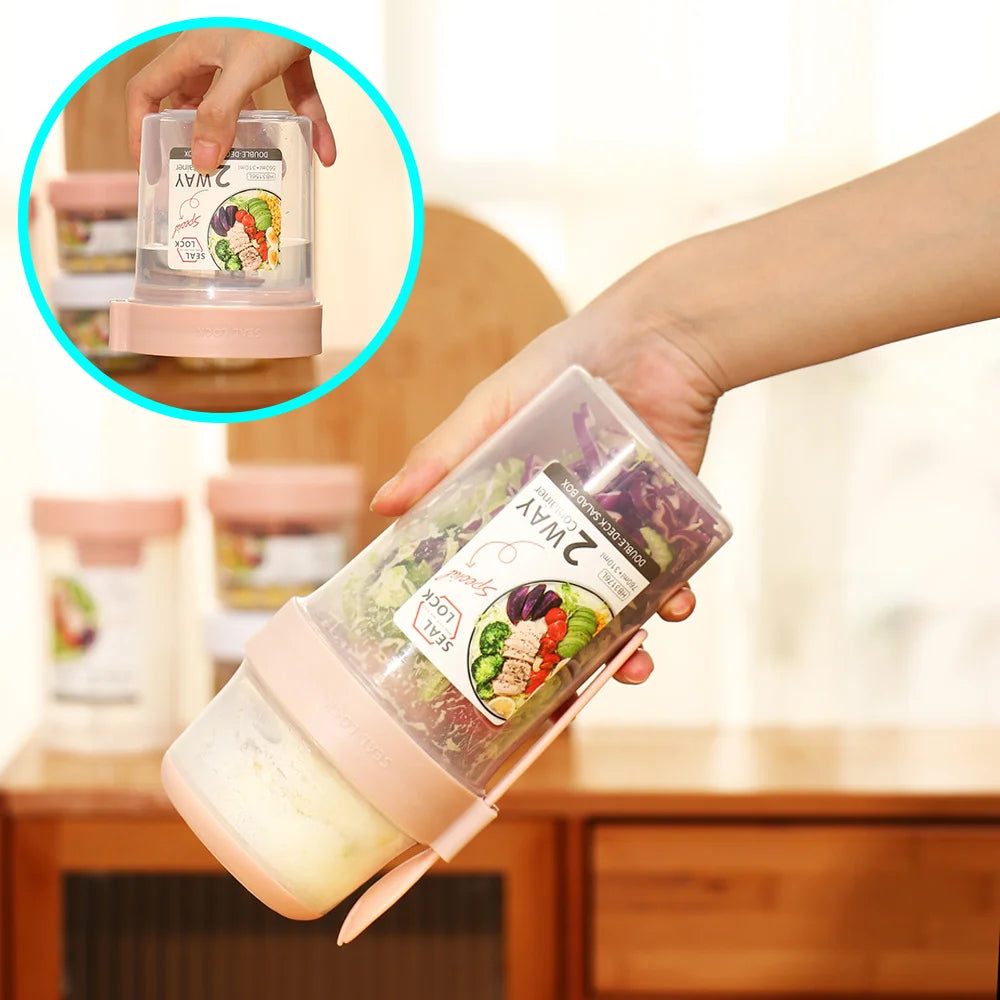 Portable Salad Cups Container Plastic with Lid and Fork Overnight cup Breakfast Oatmeal Cereal Nut Yogurt Cup School Lunch Box Oasis Select