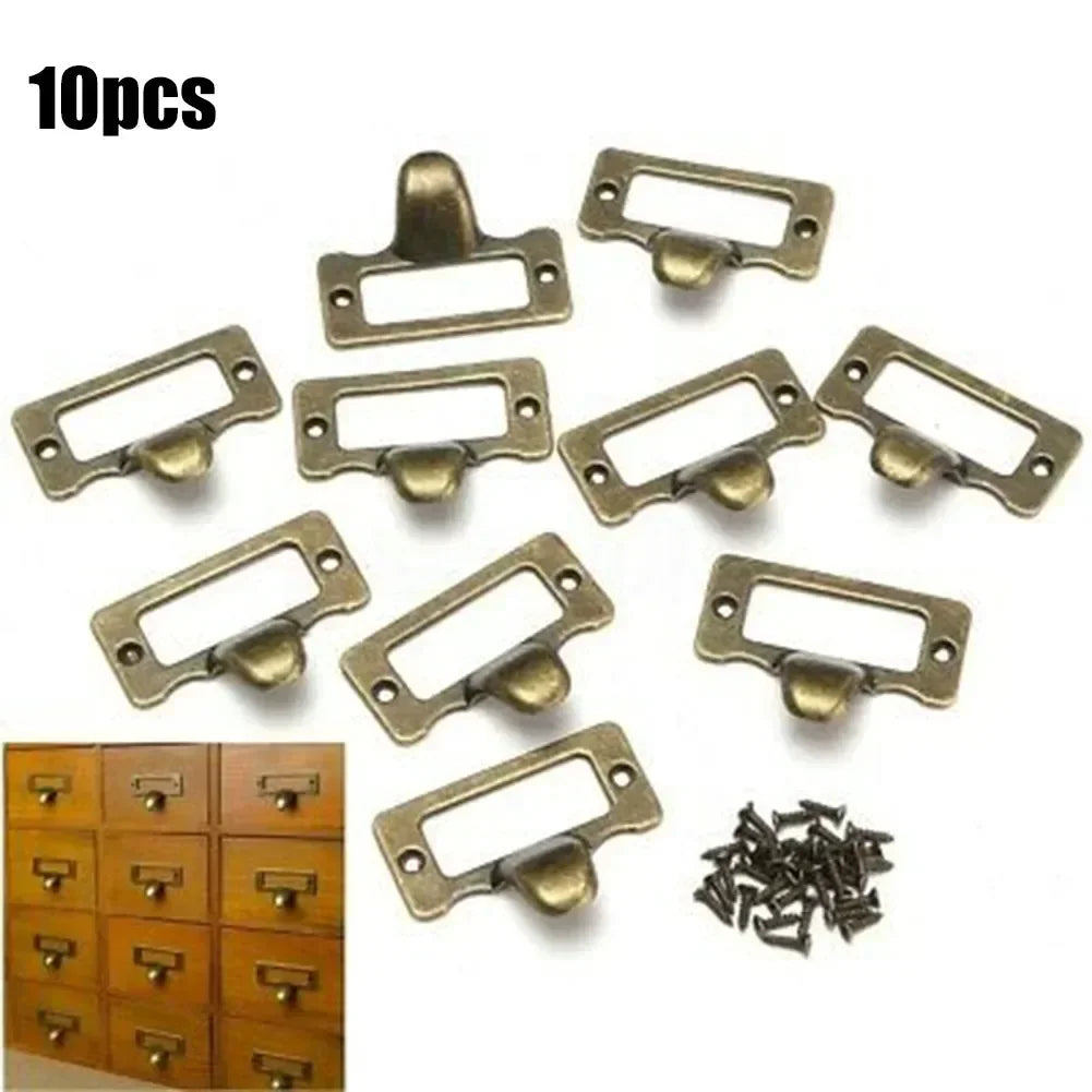 High Quality 10 PCS Label Pulls 48mm*35mm Vintage Antique Brass Antique Style Cabinet Cupboard Name Card Holder Oasis Select