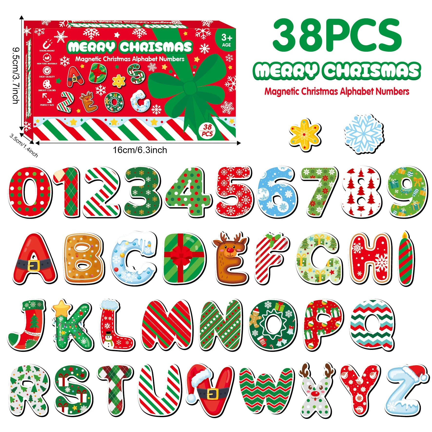'S Learning Magnets Educational Christmas Refrigerator Sticker Christmas Fridge Magnet Rubber Decorative Fridge Magnet Oasis Select A