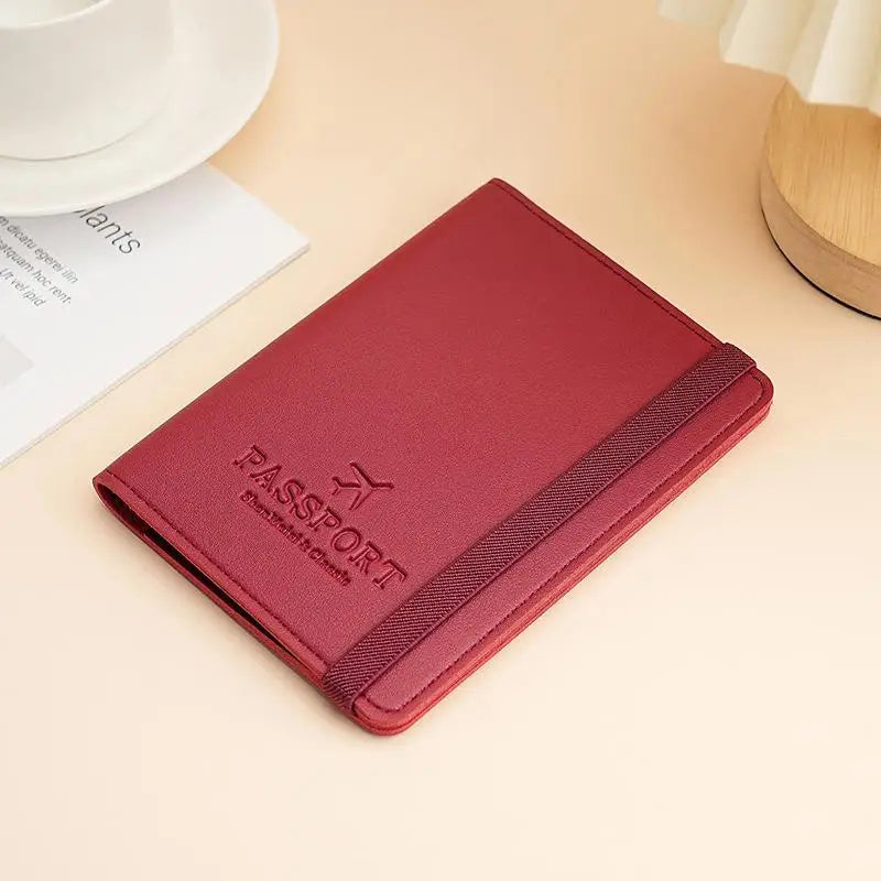 Cute Waterproof PU Leather Passport Holder Travel Credit Card Wallet for Men/Women - Waterproof Passport Cover Oasis Select Wine red