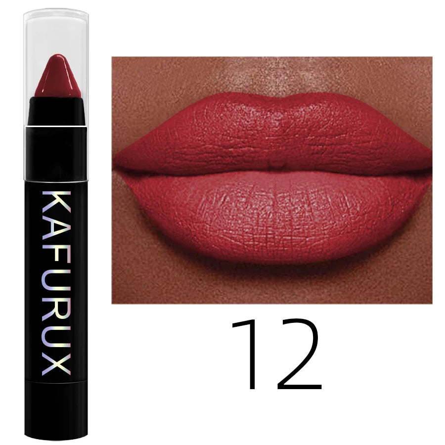 KAFURUX 15-Color Velvet Matte Lip Liner Pencil | Waterproof