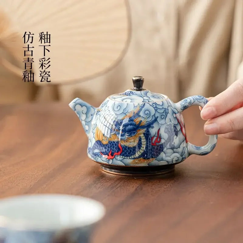 Chinese Underglaze Color Ceramic Teapot Tea Gift Customized Tea Infuser Tea Pot Oasis Select