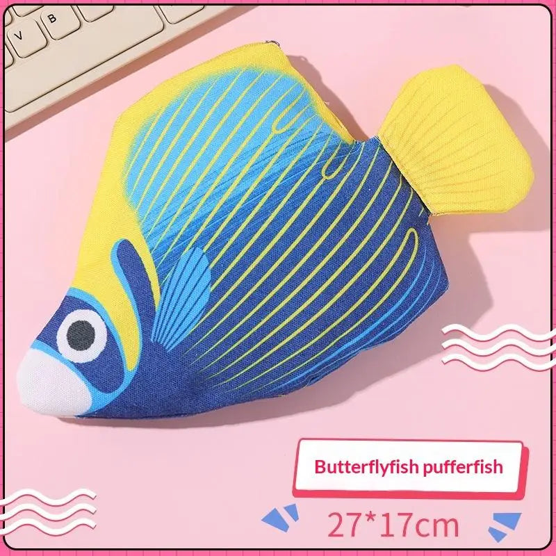 Creative Quirky Sea Fish Pencil Case Large-Capacity Fun Cartoon Organizer Bag Multi-Functional Storage Bag Stationery Case Gift Oasis Select A4