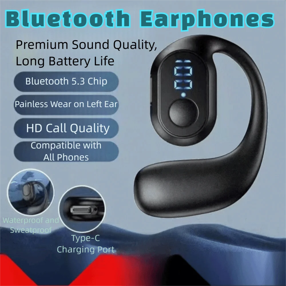 Ear Hook Wireless Earphones Bluetooth 5.3 Mini Handsfree Waterproof Sport Music Headset Single Earbuds OWS Headphone HiFi Music Oasis Select