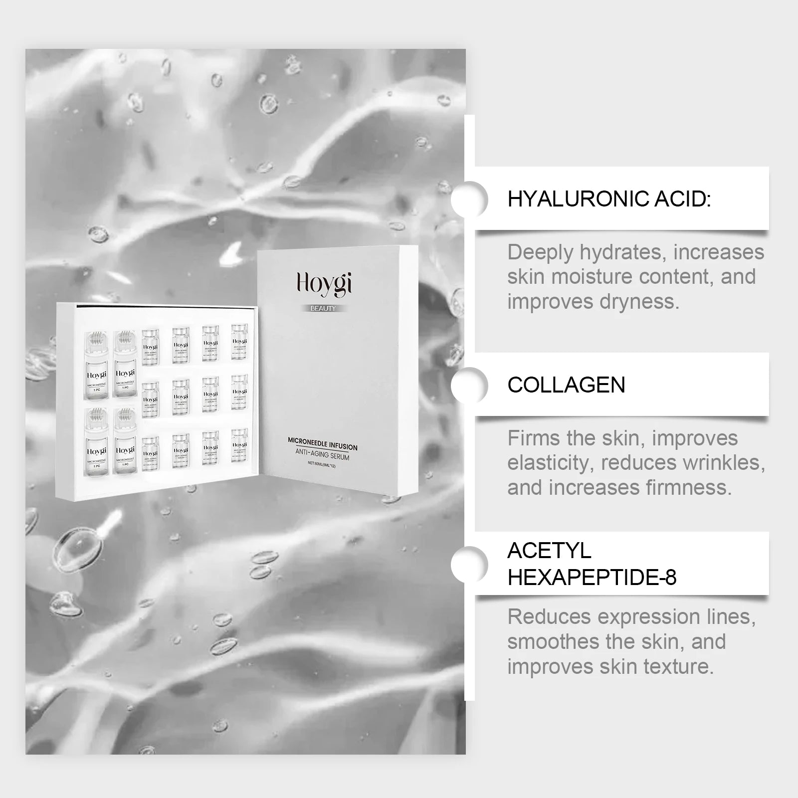 Firming Facial Serum Set with Microneedle Roller Anti-Aging Tightening Hydrating Facial Essence Fade Smoothing Skin Beauty Oasis Select