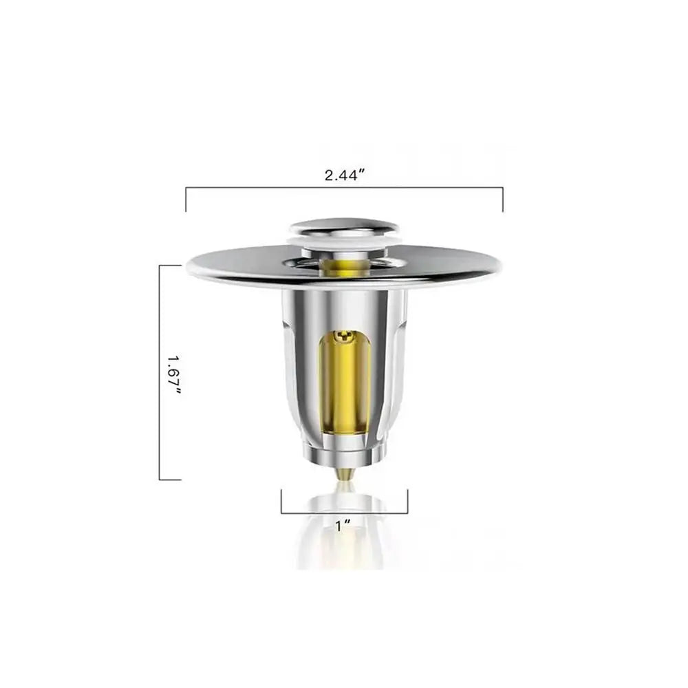 With Anti-clogging Basket Wash Basin Bounce Drain Filter Hair Catcher Universal Sink Drain Stopper Sink Pop-Up Drain Plug Oasis Select silver