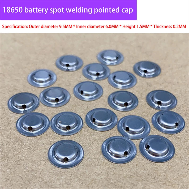100pcs/lot 18650 Battery Flat Head To Change The Tip Cap 18650 Lithium Battery Positive Spot Welding Tip Cap Battery Accessories Oasis Select A2