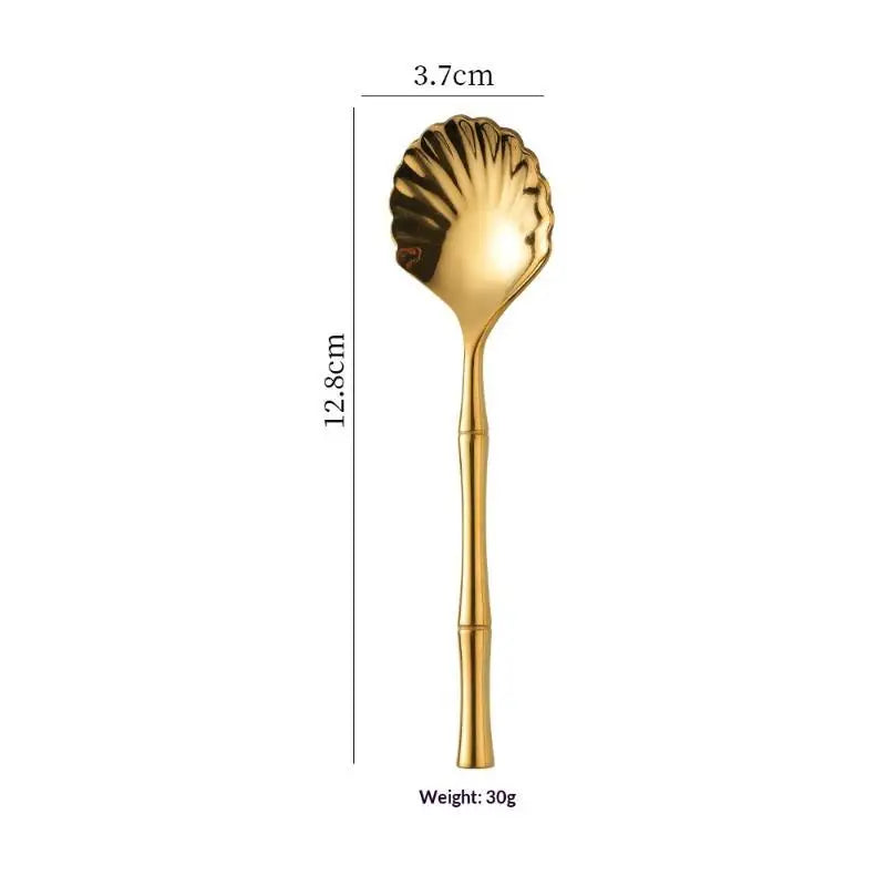 Heat Resistant Stainless Steel Seashell Dessert Spoon Reusable Coffee Stirring Spoon for Home Afternoon Tea Souvenir Oasis Select A1