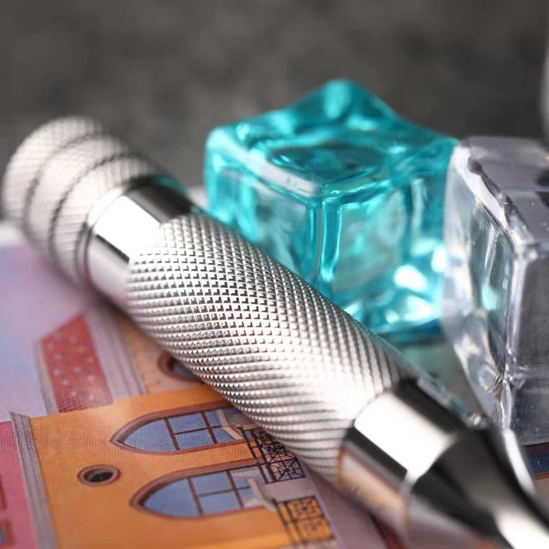 Yaqi Diagonal Stainless Steel Safety Razor Handle 77mm Handle Length And13MM Diameter Comfortable Non-Slip Grip Shave Experience Oasis Select