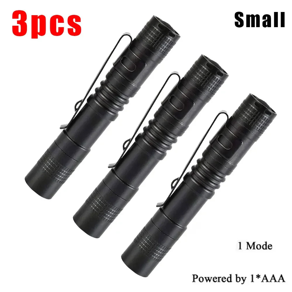 Mini LED Flashlight Portable Pen Lights Pocket Emergency Light Small Torch Keychain Lantern Oasis Select 3pcs A small Without battery