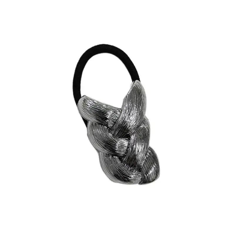 Metal Braid Hair Tie Fashion Elastic Hair Rope For Women Girls Daily Ponytail Styling Hair Accessories 메탈 브레이드 헤어 타이 Oasis Select Black
