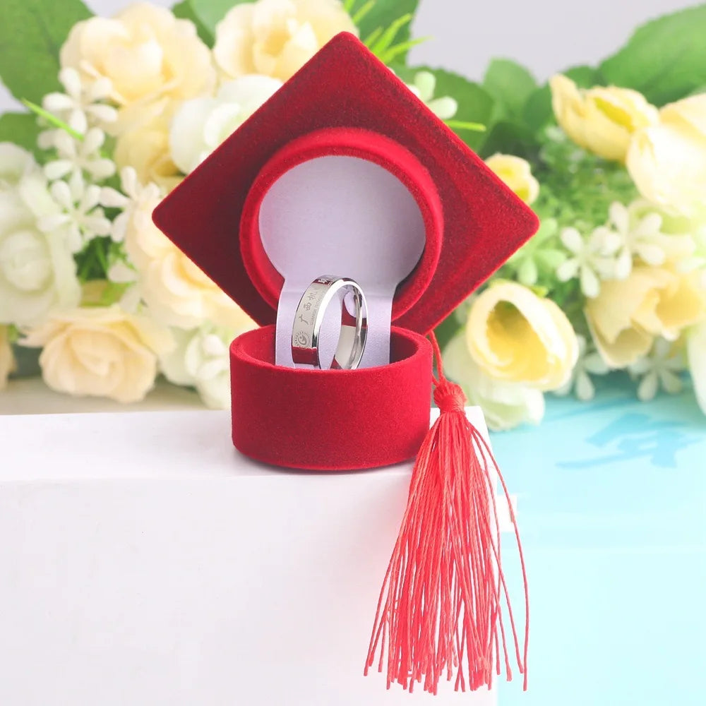 Graduation Cap Shaped Jewelry Storage Box,Graduation Season Proposal Mini Ring Box,Perfect Gift for Bachelor and Campus Souvenir Oasis Select Red