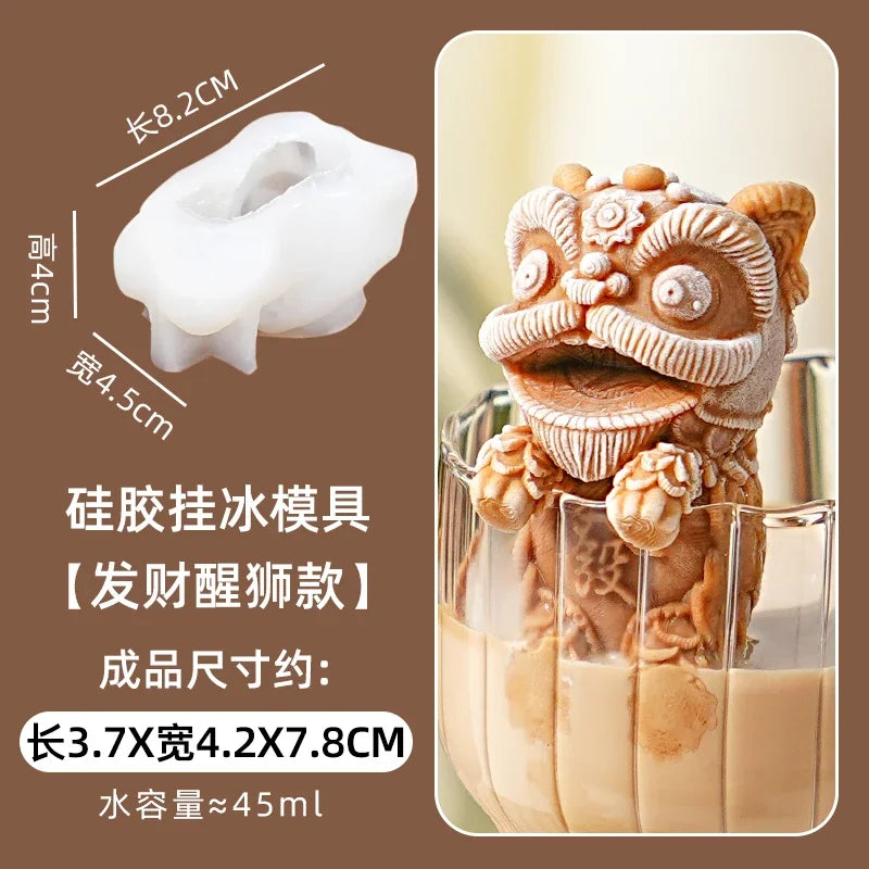 Home Lion Bear Ice Cube Mold Lion Pagoda Silicone Ice Lattice Coffee Milk Tea Refrigerator Creative Ice Grinding Tools Oasis Select D
