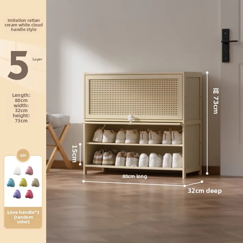 Cabinet household door against the wall large capacity entrance entrance entrance integrated solid wood storage shoe rack Oasis Select Five floors 80
