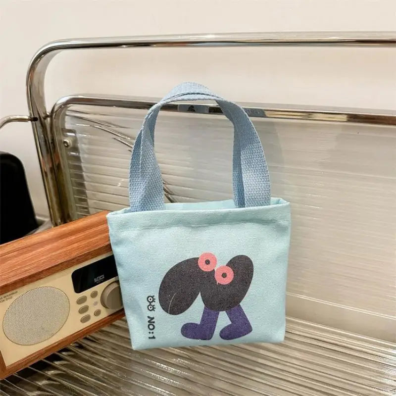 Canvas Bag Korean Style Small Bags Women's Handbag Mini Hand Snack Bag Lunch Bag Oasis Select Lake blue