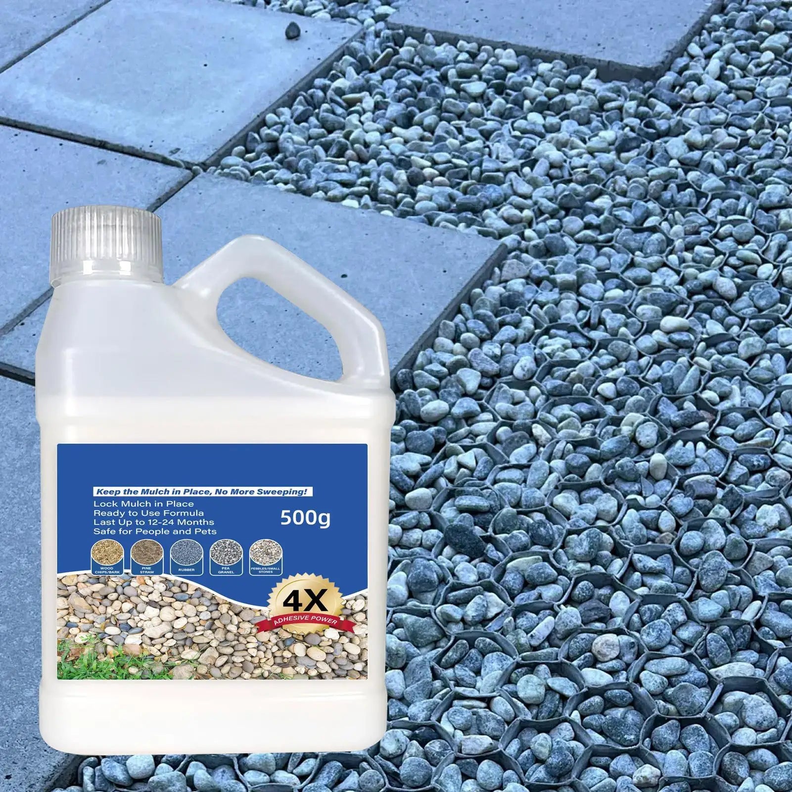 Rock Glue 500g Mulch Rock Adhesive Pea Gravel Sticky Rock Glue Fast Drying Glue Outdoor Yard Patio Stones Landscape Adhesive Oasis Select
