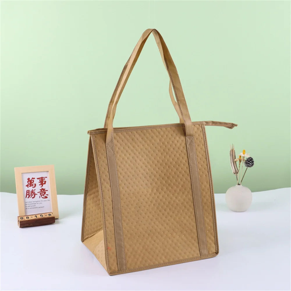 1PC Portable Lunch Cooler Beer Delivery Bag Folding Insulation Picnic Ice Pack Food Tote Thermal Bag Drink Carrier Insulated Bag Oasis Select Khaki