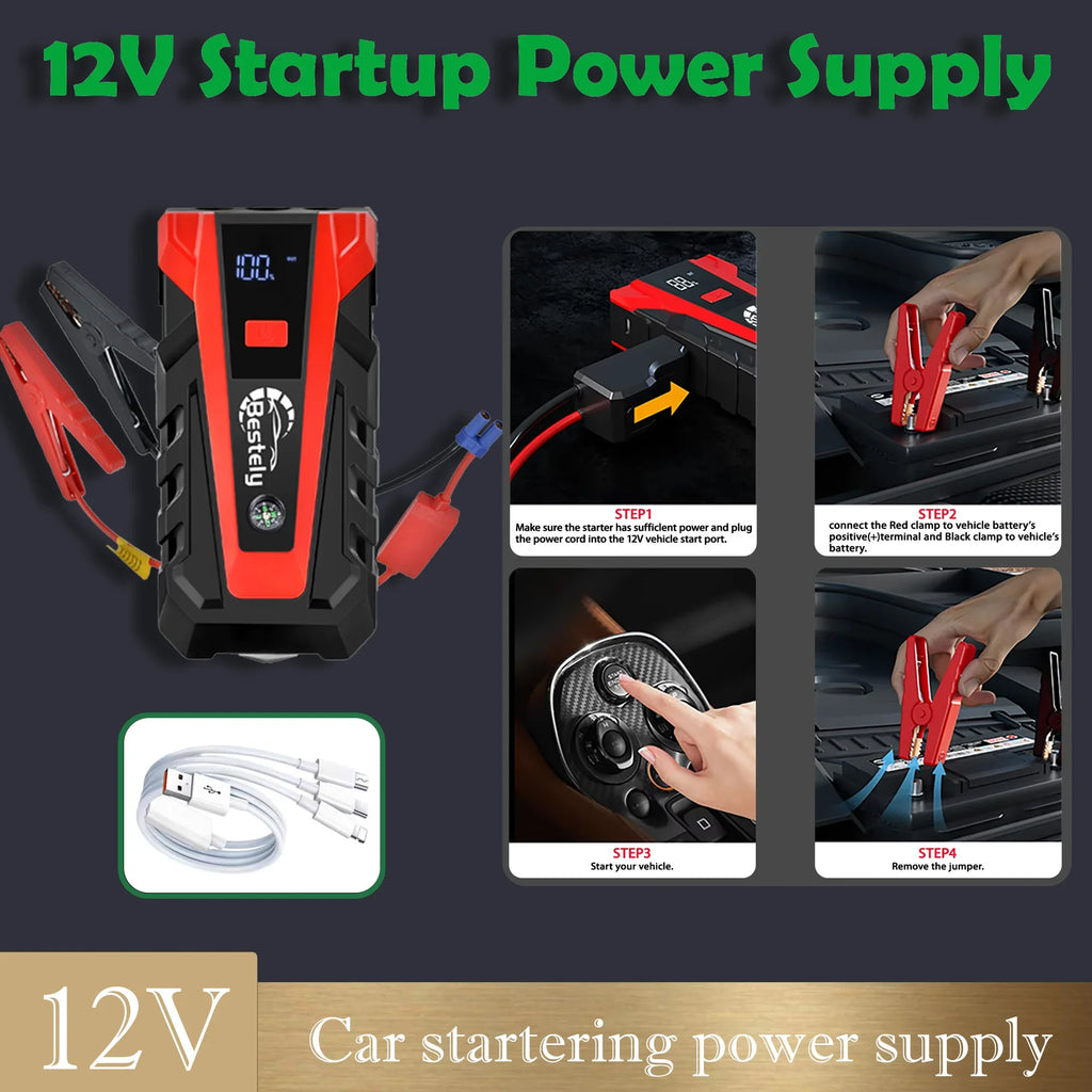 Jump Starter Power Bank 12V Booster for Car Start 3000A Battery Quick Charger Portable Auto Starting Device Powerbank Oasis Select