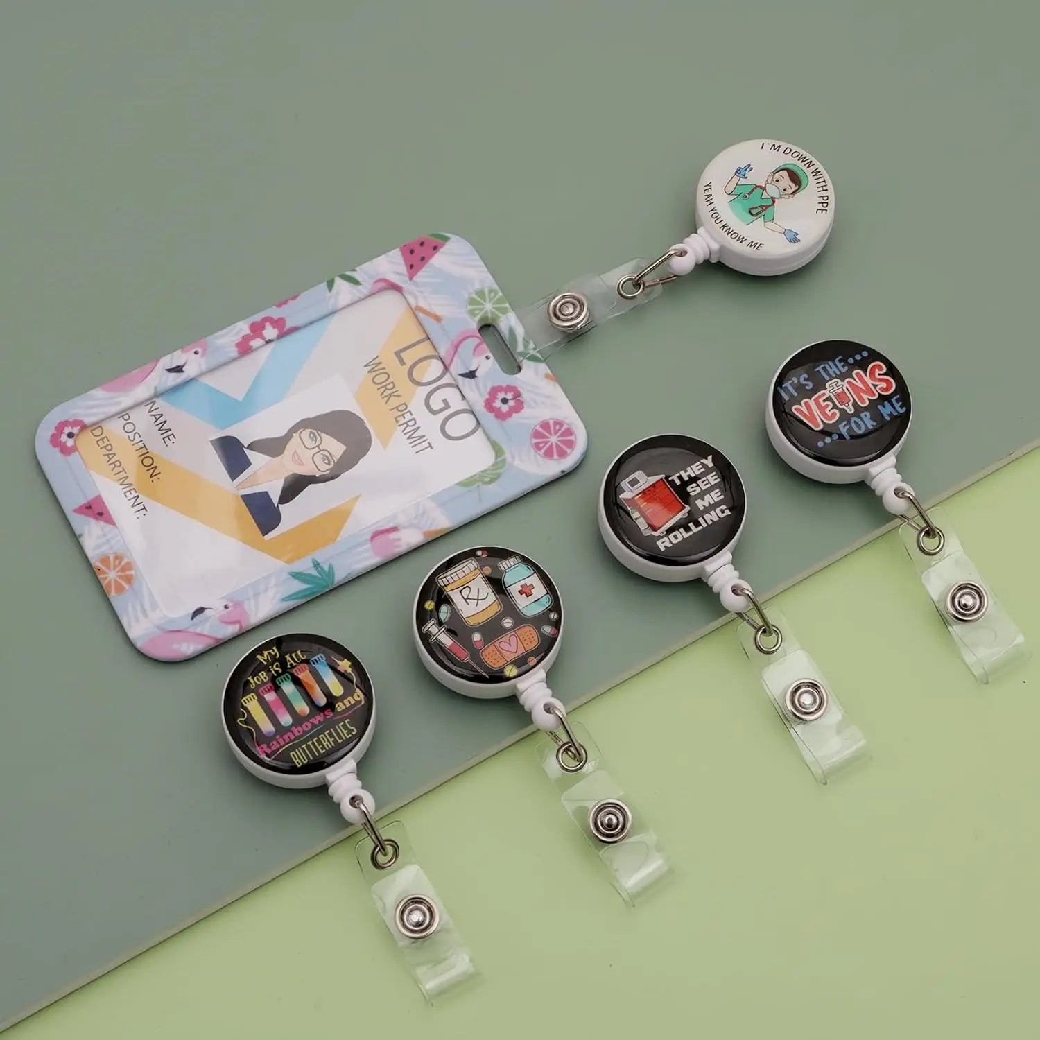 1/3/5 PCS Nurse Badge Reel CNA Badge Cute ID Holder with Alligator Clip Medical Work Badge Reel for Doctors & Students Oasis Select