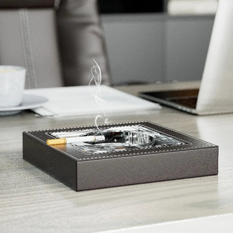 Ashtray Business European Leather Decoration Crystal Size Home Office Ashtray Desktop Decoration Premium Feel Oasis Select