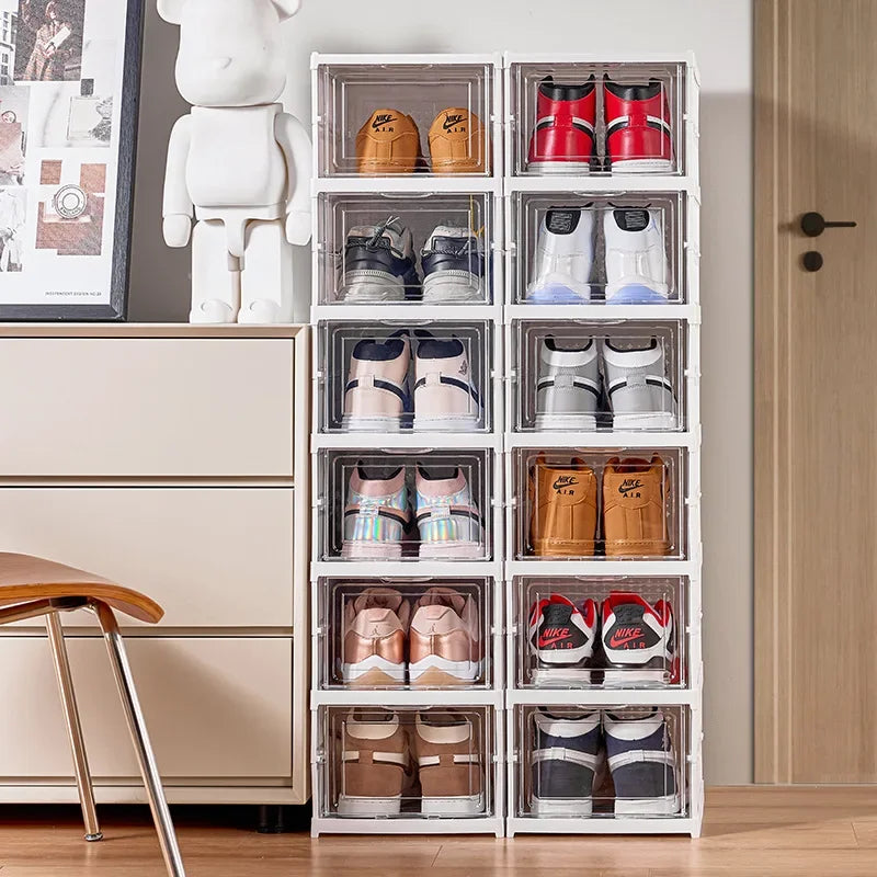 Installation-free thickened shoe box transparent shoe storage box shoe rack plastic foldable multi-functional shoe cabinet Oasis Select