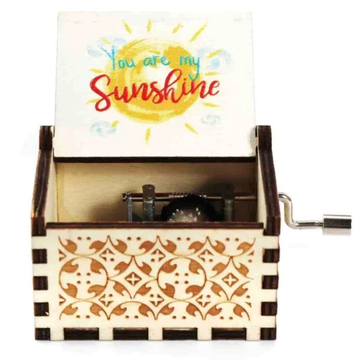 Wooden hand cranked music box, you are my sunshine music painting boutique gift, music box Oasis Select 16