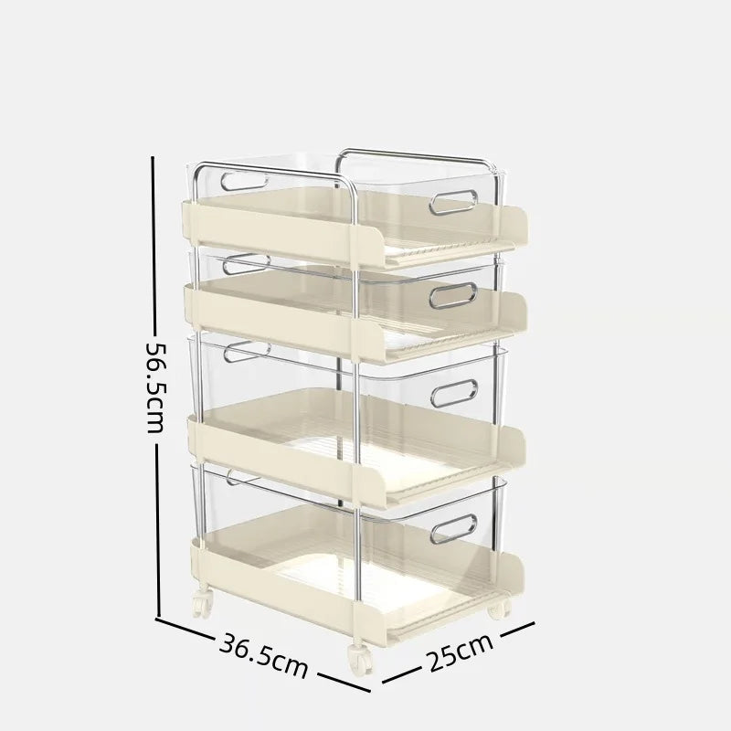 Multi-functional trolley storage cabinet floor storage rack bathroom multi-layer drawer storage box rack Oasis Select Four-layer pulley