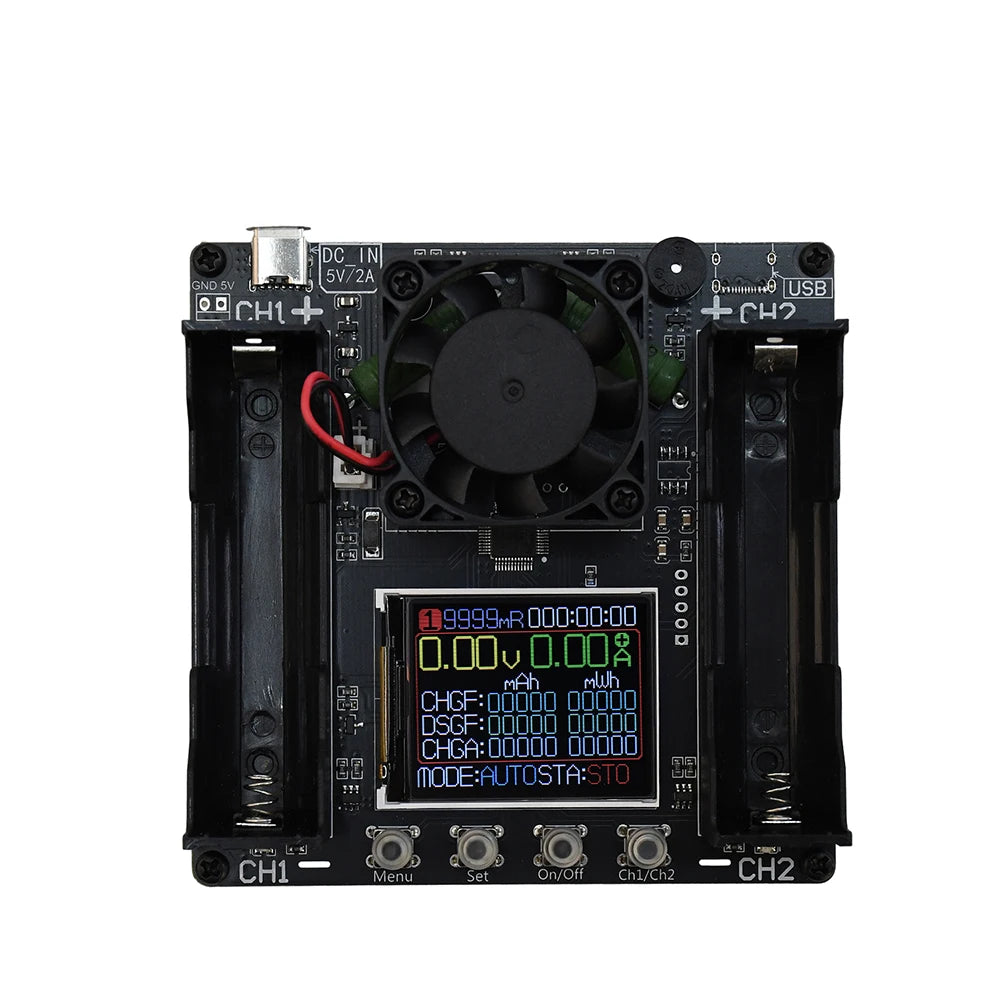 DC 5V Dual Channel 18650 Lithium Battery Capacity Tester Electronic Load Tester Automatic Charging and Discharging Module Type C Oasis Select A