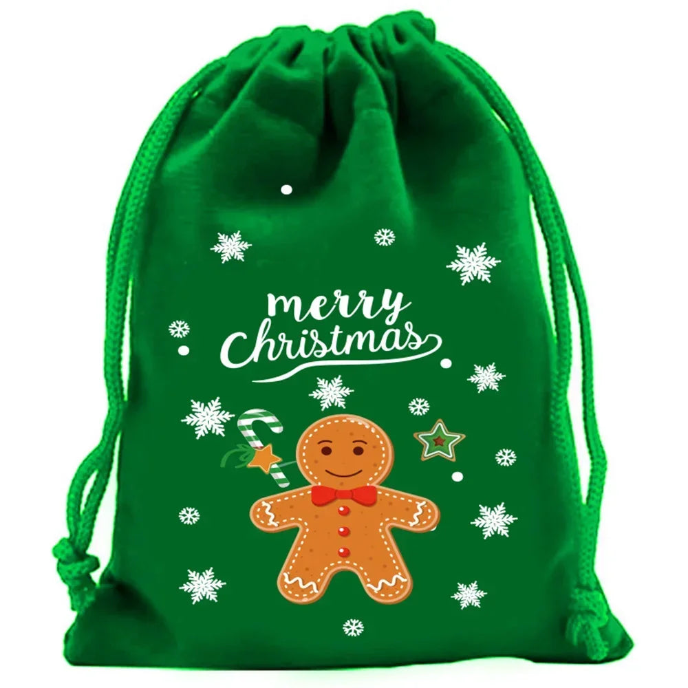 Christmas Velvet Drawstring Gift Bags | Candy & Jewelry Pouches