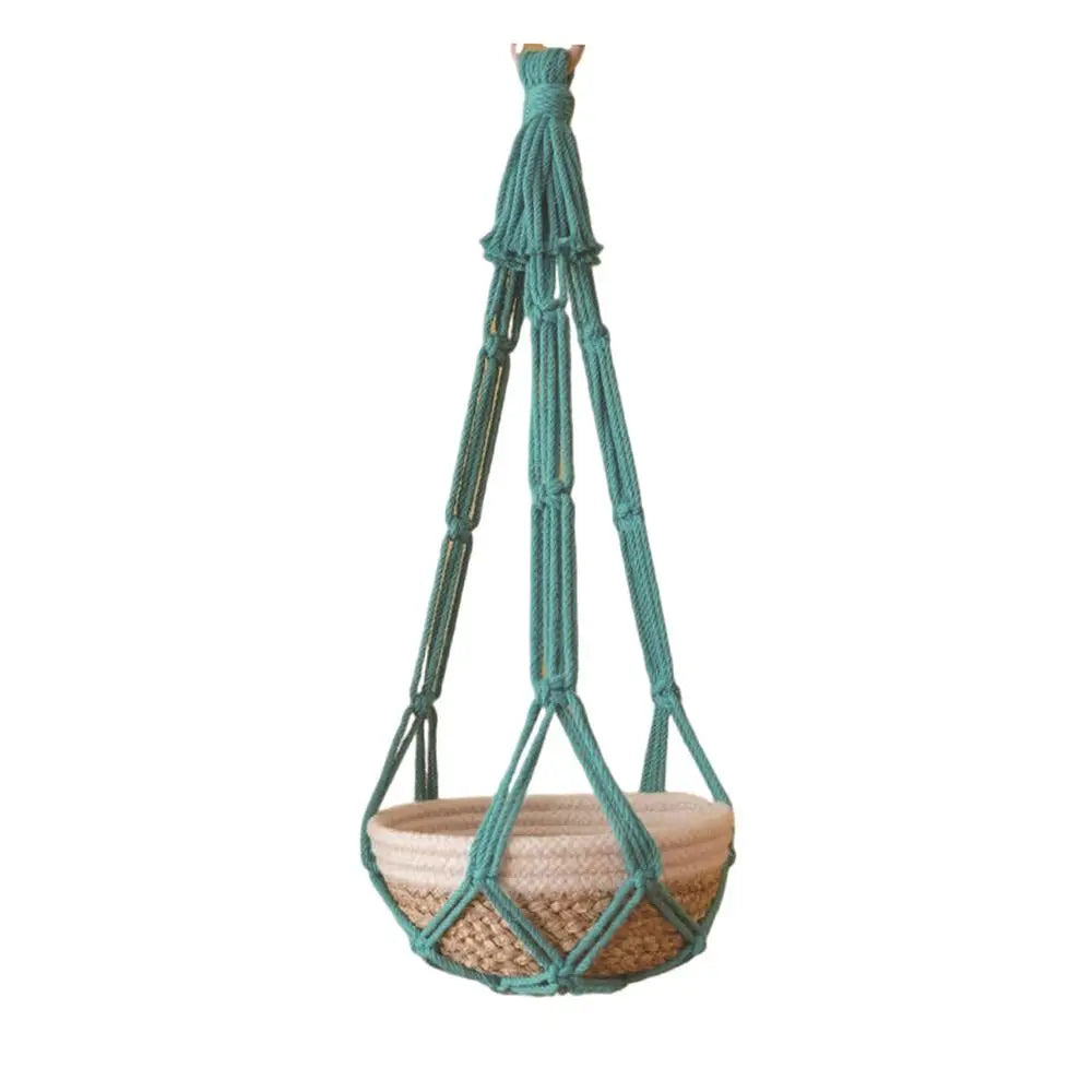Hanging Macrame Plant Hanger Flower Pot Planter Hanger Wall Decor Courtyard Garden Hanging Planter Hanging Basket Oasis Select Blue