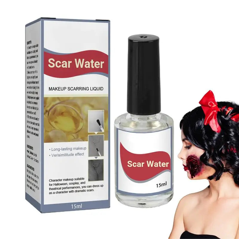 Halloween Scarring Liquid 15ml Makeup Scar Liquid Realistic Scar Liquid With Brush For Cosplay Party Playful Festival prank Prop Oasis Select