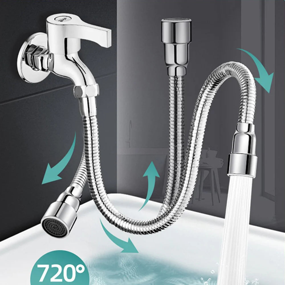12-50cm Universal Faucet Extender Stainless Steel 360° Rotation Kitchen Sink Anti-Splash Nozzle Aerator Extension Hose 1/2 Modes Oasis Select