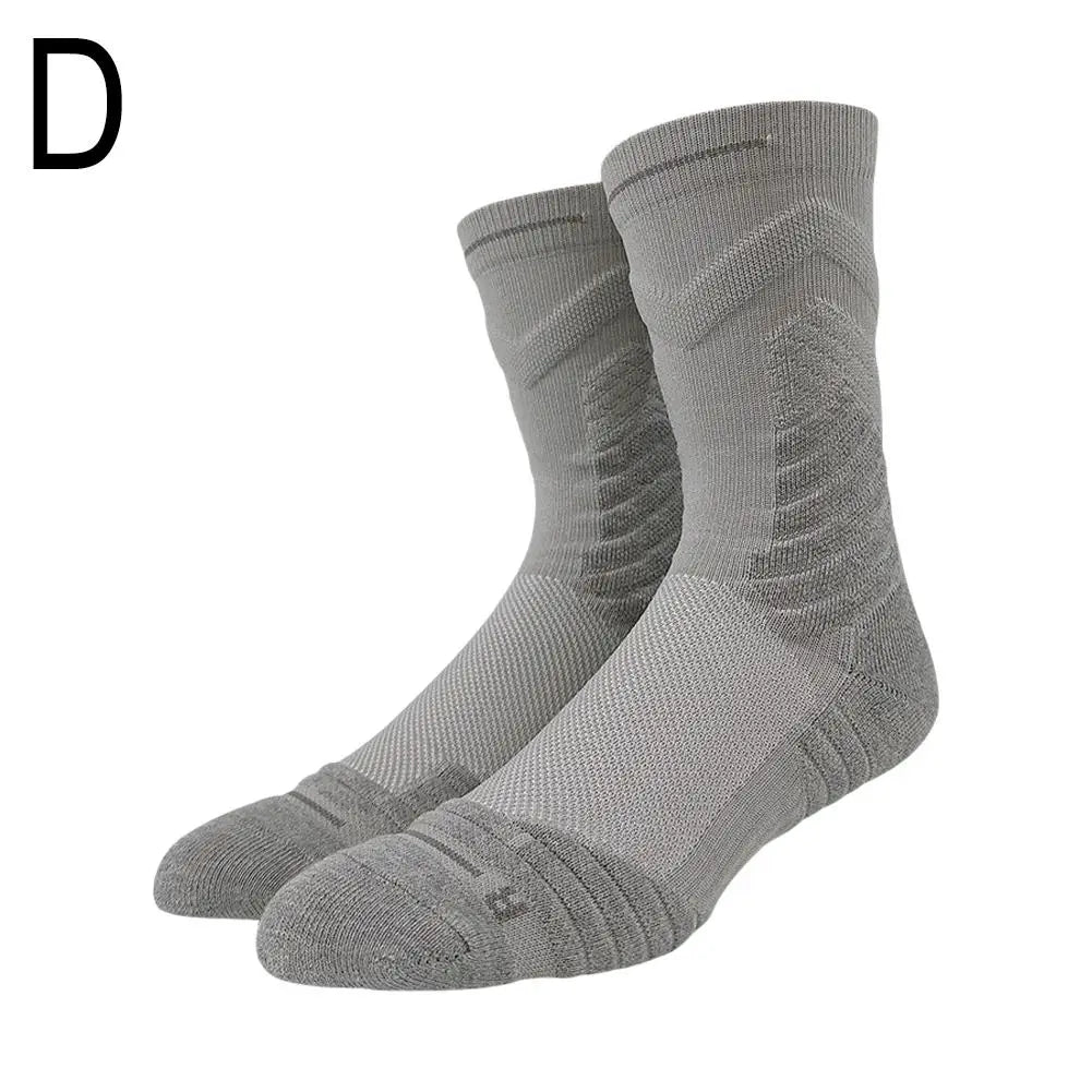 Men's High-top Sports Towel Basketball Socks Bottom Practical Professional Long-tube Mid-tube Elite Thick Running Oasis Select Grey One Size