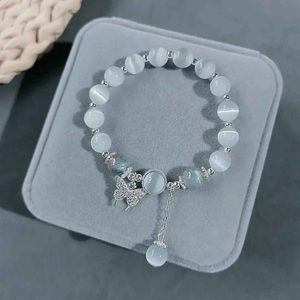 New Trendy Red Beaded Chain Bracelet for Women Simple Hollow Butterfly Pendant Bracelets Jewelry Gifts Accessories Oasis Select A One Size