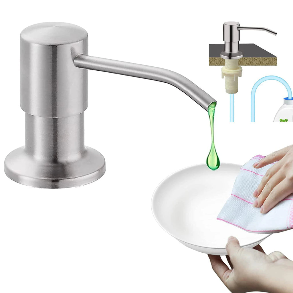 2PCS Stainless Steel Liquid Soap Dispenser Pump Kitchen Sink Hand Pressure Liquid Dispenser Kitchen Hardware Accessories Oasis Select