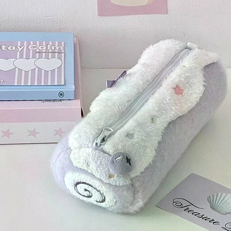 1Pcs Cute Cake Cosmetics Bag Swiss Roll Plush Pencil Case Kawaii Large Capacity Stationery Organizer School Girls Gift Oasis Select