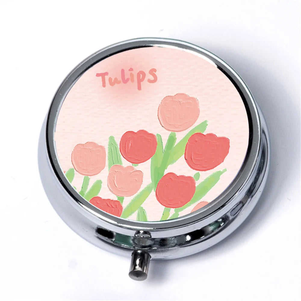 Portable 3 Cell Metal Pill Boxes Stainless Steel Round Pill Boxes Medicine Organizer Container Medicine Case Splitters Pill Box Oasis Select Style 1